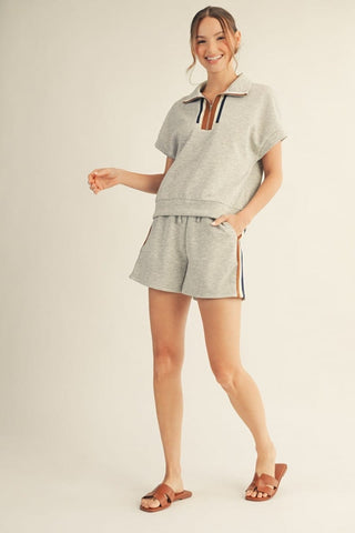 Jodifl Sets Sm Color Band Accent Casual Top & Shorts Sets