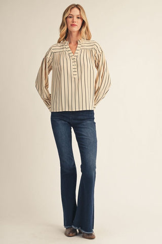 Jodifl Tops - Blouse Long Sleeve Stripe Blouse
