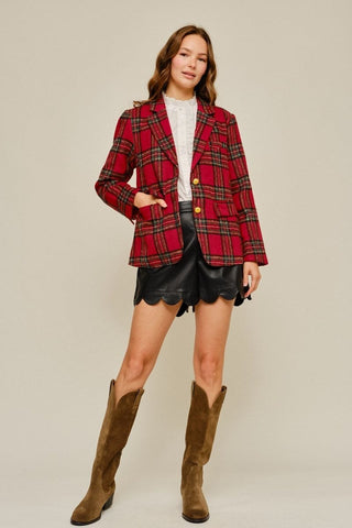 Jodifl Tops - Outerwear - Blazers Tartan Check Blazer w/Pockets