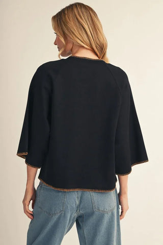 Jodifl Tops - Sweatshirt 3/4 Raglan Sleeve Soft Knit Top w/Accent Stitching