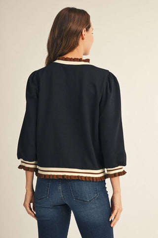 Jodifl Tops - Sweatshirt 3/4 Sleeve Sweatshirt w/Accent Color Trim