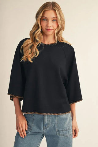 Jodifl Tops - Sweatshirt Sm 3/4 Raglan Sleeve Soft Knit Top w/Accent Stitching
