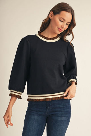 Jodifl Tops - Sweatshirt Sm 3/4 Sleeve Sweatshirt w/Accent Color Trim