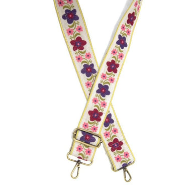 Joy Susan Accessories - Handbags White Folk Floral Embroidered Guitar Strap