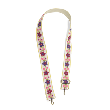 Joy Susan Accessories - Handbags White Folk Floral Embroidered Guitar Strap