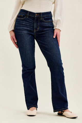 Judy Blue Bottoms 24 Mid-Rise Petite Dark Wash Bootcut Jeans