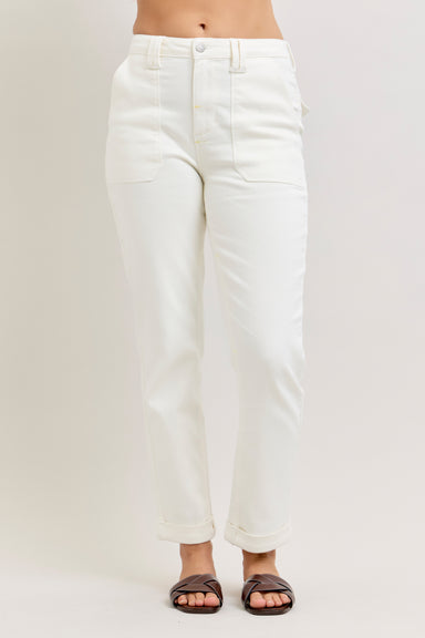Judy Blue Bottoms - Pants 24 High Waist Aurora Weekend Pant Cuffed White