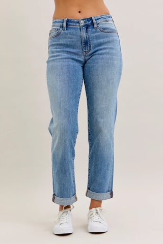 Judy Blue Bottoms - Pants 24 Mid-Rise Boyfriend Cuffed Jeans
