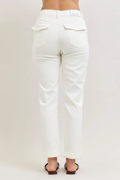 Judy Blue Bottoms - Pants High Waist Aurora Weekend Pant Cuffed White