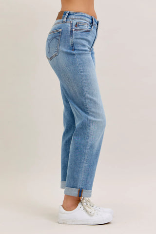 Judy Blue Bottoms - Pants Mid-Rise Boyfriend Cuffed Jeans