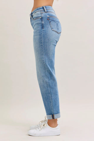 Judy Blue Bottoms - Pants Mid-Rise Boyfriend Cuffed Jeans
