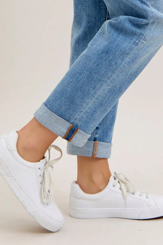 Judy Blue Bottoms - Pants Mid-Rise Boyfriend Cuffed Jeans