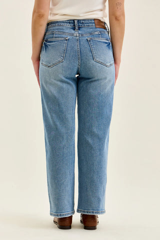 Judy Blue Bottoms - Pants Mid-Rise Petite Tummy Control Straight Leg Vintage Wash