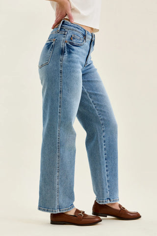 Judy Blue Bottoms - Pants Mid-Rise Petite Tummy Control Straight Leg Vintage Wash