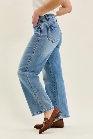 Judy Blue Bottoms - Pants Mid-Rise Petite Tummy Control Straight Leg Vintage Wash