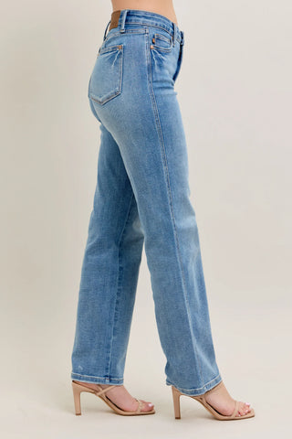 Judy Blue Bottoms - Pants Mid-Rise Tummy Control Straight Leg Vintage Wash