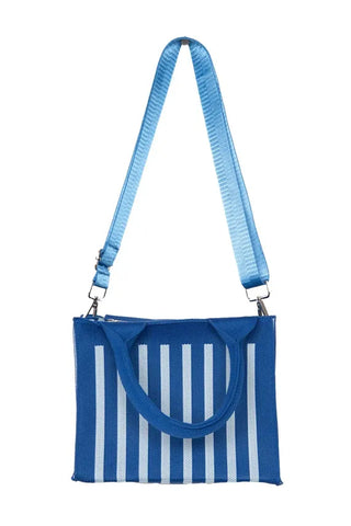 Katydid Accessories - Handbags Blue Striped Structured Mini Tote Purse
