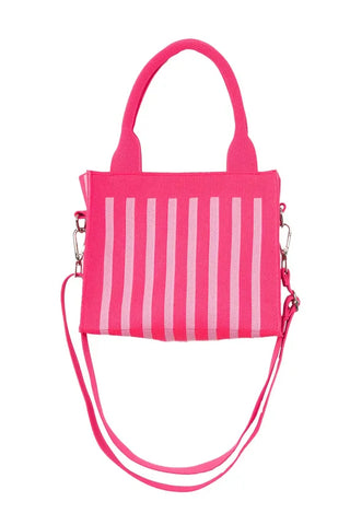 Katydid Accessories - Handbags Hot Pink Striped Structured Mini Tote Purse