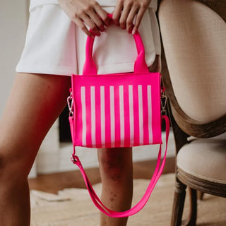 Katydid Accessories - Handbags Hot Pink Striped Structured Mini Tote Purse