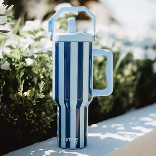 Katydid Home - Drinkware Light Blue & Navy Striped 38oz Jug Tumbler