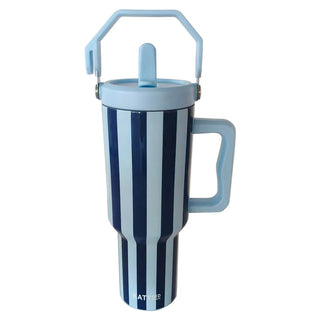 Katydid Home - Drinkware Light Blue & Navy Striped 38oz Jug Tumbler