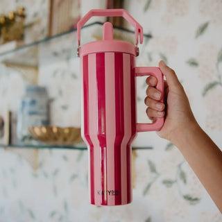 Katydid Home - Drinkware Pink & Wine Striped 38oz Jug Tumbler