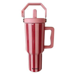 Katydid Home - Drinkware Pink & Wine Striped 38oz Jug Tumbler