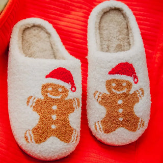 Katydid Loungewear- Sleepwear - Slippers Gingerbread Man Sherpa Slippers