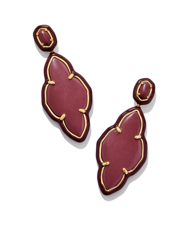 Kendra Scott Accessories Abbie Enamel Frame Statement Earring Gold Maroon Magnesite