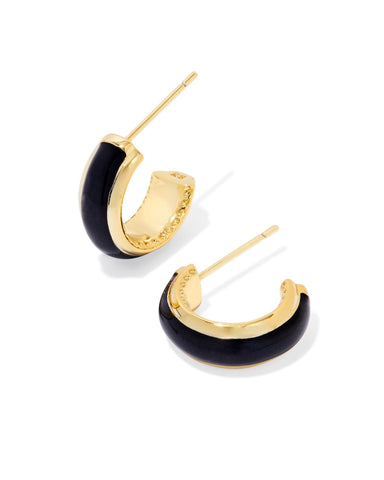 Kendra Scott Accessories Ainsley Huggie Earring Gold Black Enamel