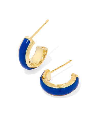 Kendra Scott Accessories Ainsley Huggie Earring Gold Blue Enamel