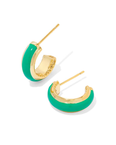 Kendra Scott Accessories Ainsley Huggie Earring Gold Green Enamel