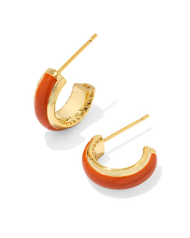 Kendra Scott Accessories Ainsley Huggie Earring Gold Orange Enamel