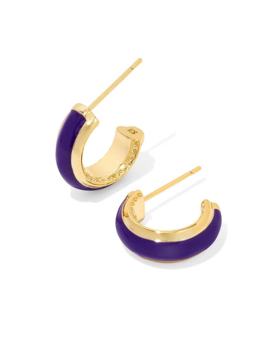 Kendra Scott Accessories Ainsley Huggie Earring Gold Purple Enamel
