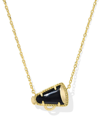 Kendra Scott Accessories Cheer Short Pendant Necklace Gold Black Agate