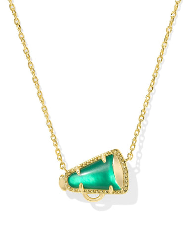 Kendra Scott Accessories Cheer Short Pendant Necklace Gold Emerald Illusion