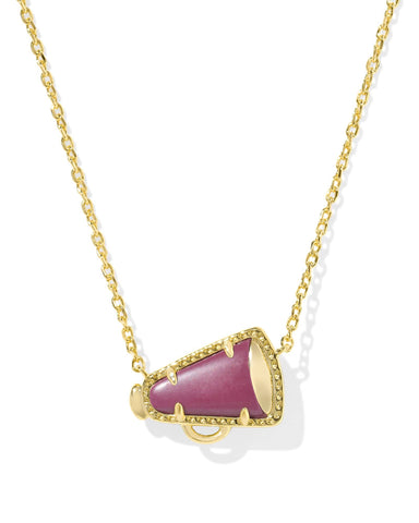 Kendra Scott Accessories Cheer Short Pendant Necklace Gold Maroon Magnesite