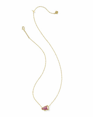 Kendra Scott Accessories Cheer Short Pendant Necklace Gold Maroon Magnesite