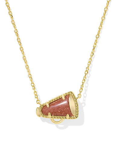 Kendra Scott Accessories Cheer Short Pendant Necklace Gold Orange Goldstone