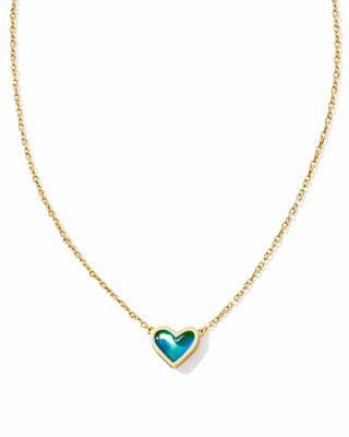 Kendra Scott Accessories Framed Ari Heart Pendant Necklace Gold Moon Stone