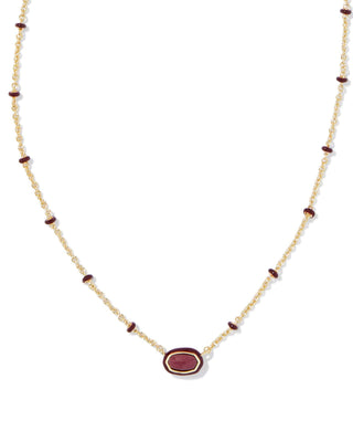 Kendra Scott Accessories Mini Elisa Enamel Framed Pendant Necklace Gold Maroon Magnesite