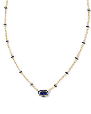 Kendra Scott Accessories Mini Elisa Enamel Framed Pendant Necklace Gold Navy Mother Of Pearl