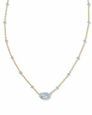 Kendra Scott Accessories Mini Elisa Enamel Framed Pendant Necklace Gold Periwinkle Illusion