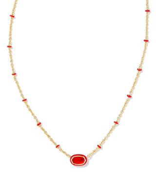 Kendra Scott Accessories Mini Elisa Enamel Framed Pendant Necklace Gold Red Illusion
