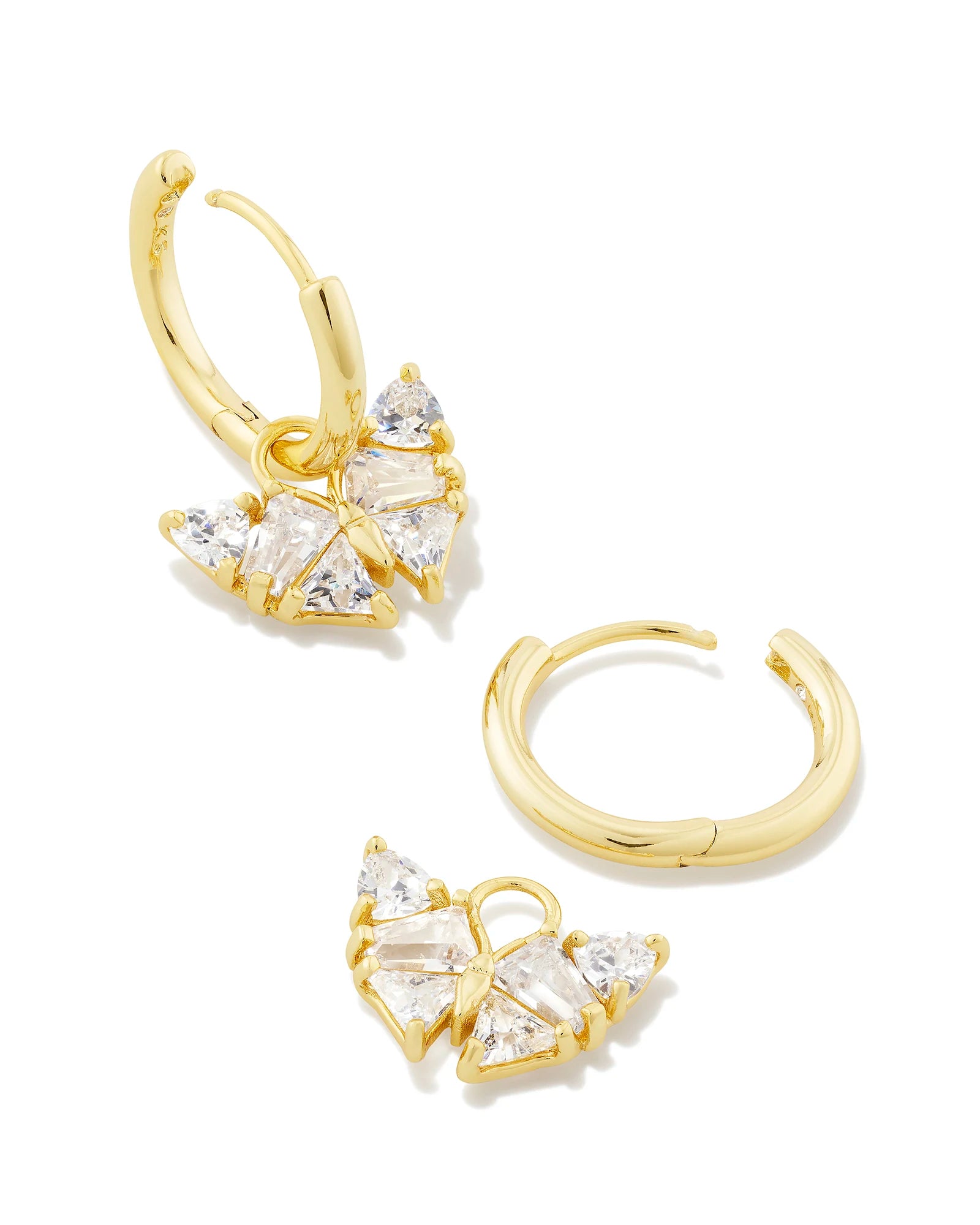Blair Gold Butterfly Huggie Earrings White Crystal