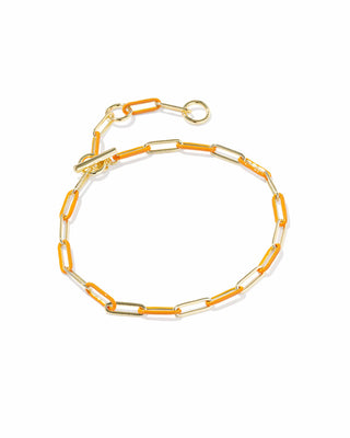 Kendra Scott Jewelry - Bracelets Courtney Gold Enamel Link & Chain Bracelet Bright Orange