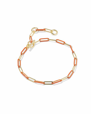 Kendra Scott Jewelry - Bracelets Courtney Gold Enamel Link & Chain Bracelet Dark Orange