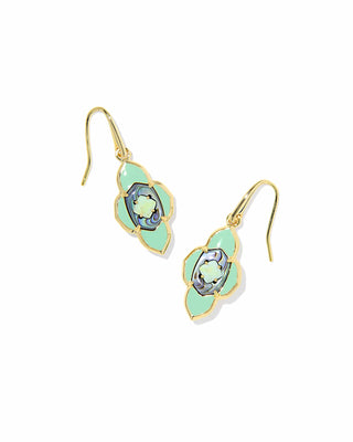 Kendra Scott Jewelry - Earrings Abbie Medallion Gold Small Drop Earrings Abalone Sea Green Mix