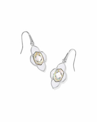 Kendra Scott Jewelry - Earrings Abbie Medallion Silver Small Drop Earrings White Mix
