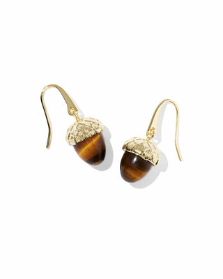 Kendra Scott Jewelry - Earrings Acorn Gold Drop Earrings Brown Tigers Eye